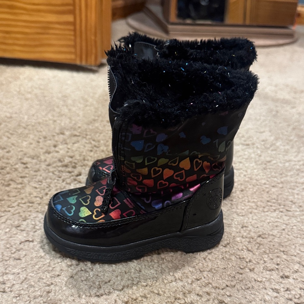 totes Kids Boots with Colorful Heart Pattern